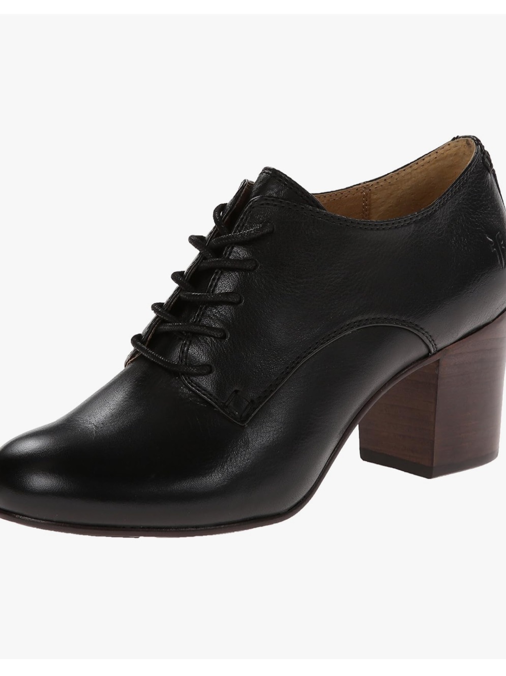 Frye Black Leather Lace-Up Women’s Block Heel Oxford